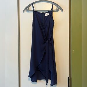 Sienna Sky Asymmetrical Wrap Navy Blue Dress